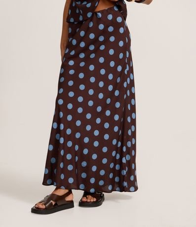 Pollera Long Midi en Viscosa con Estampado de Lunares 3