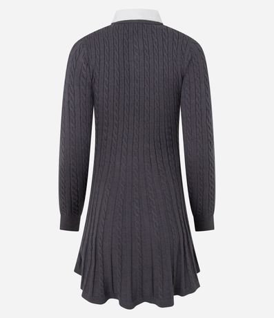 Vestido Manga Larga en Punto con Textura y Cuello Polo 4