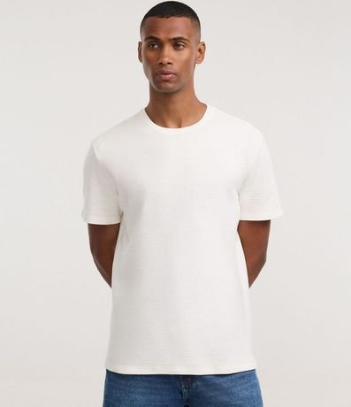 Remera Texturizada con Cuello Redondo y Manga Corta 1