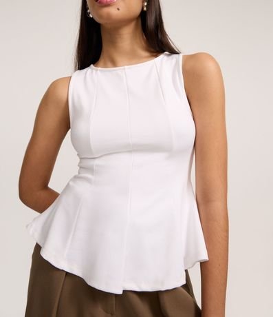 Blusa Peplum Alargada en Punto Roma con Bretel Ancho 4
