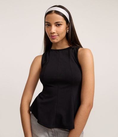 Blusa Peplum Alargada en Punto Roma con Bretel Ancho
