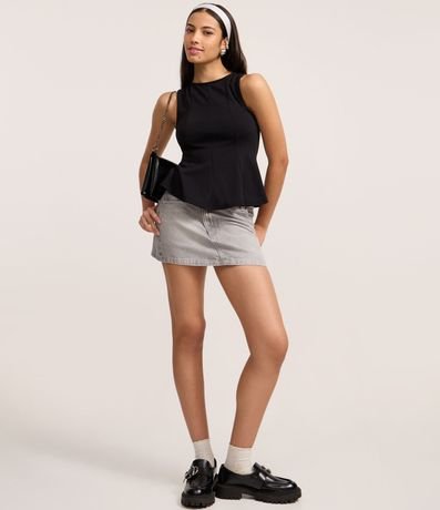 Blusa Peplum Alargada en Punto Roma con Bretel Ancho 2