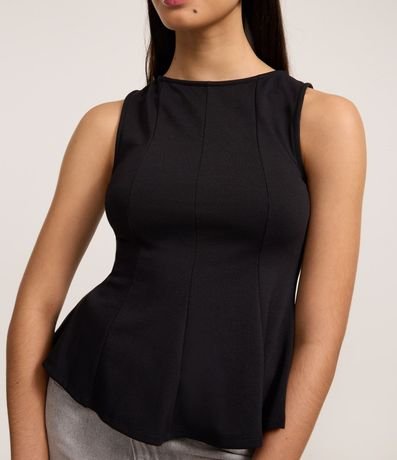 Blusa Peplum Alargada en Punto Roma con Bretel Ancho 3