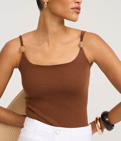 Body Texturizado en Poliamida con Adornos en el Bretel Doble 5