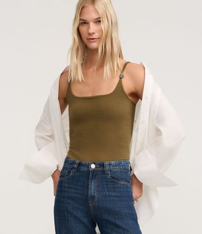 Body Texturizado en Poliamida con Adornos en el Bretel Doble