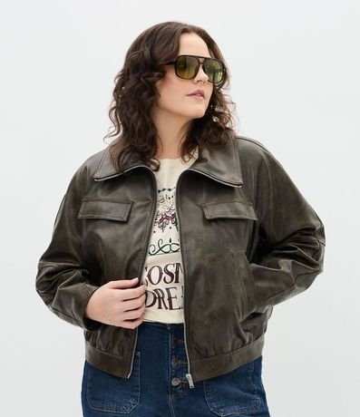 Campera Bomber con Bolsillos Curve y Plus Size