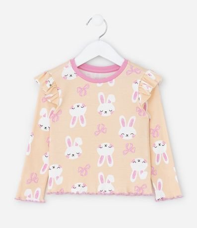 Pijama Infantil con Estampado Conejos y Volados – Talle 1 a 6 años 2