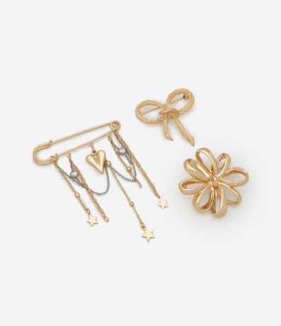 Kit 03 Broches en Metal con Colgantes Decorativos