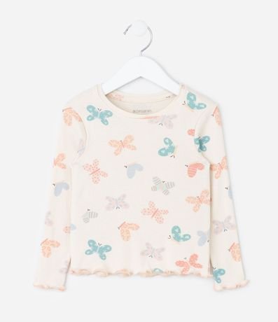Pijama Infantil en Rib con Estampa de Mariposas – Talle 1 a 6 años 3