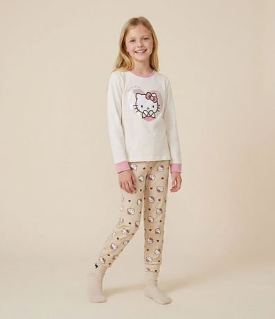 Pijama Larga Infantil Hello Kitty con Estampa - Talle 5 a 14 años