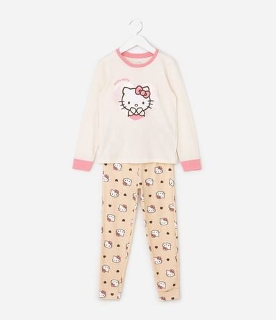 Pijama Larga Infantil Hello Kitty con Estampa - Talle 5 a 14 años 2