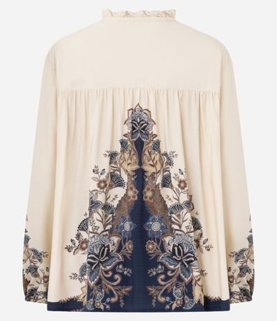 Blusa Bata con Mangas Abullonadas y Estampa Floral Paisley 7