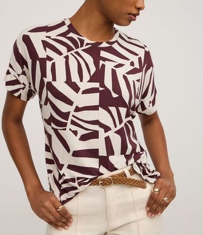 Blusa Casual Media Malla con Estampa de Hojas 5