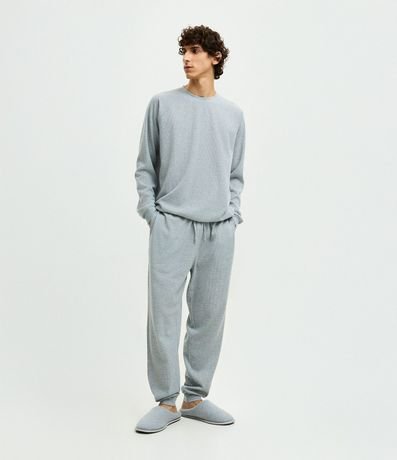 Pijama Largo con Textura Waffle