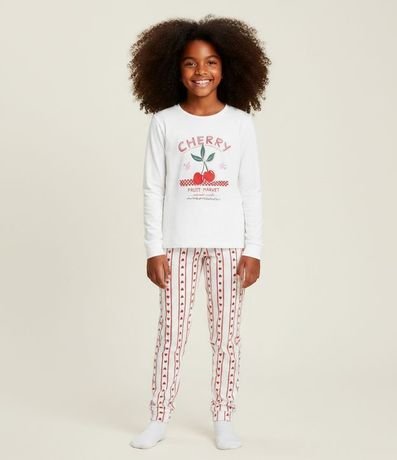 Pijama Infantil con Estampado Cereza y Corazones – Talle 5 a 14 años 1