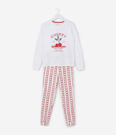 Pijama Infantil con Estampado Cereza y Corazones – Talle 5 a 14 años