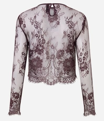 Blusa Cuello Alto con Diseños de Flores en Encaje 7