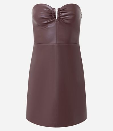 Vestido Corto en PU con Escote Fruncido en el Busto 5