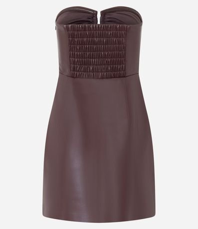 Vestido Corto en PU con Escote Fruncido en el Busto 7