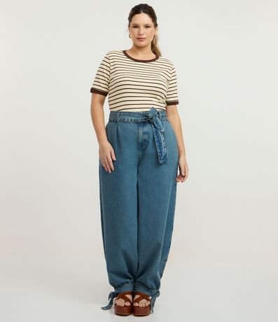 Blusa Baby Look en Rib Rayada Curve & Plus Size 2