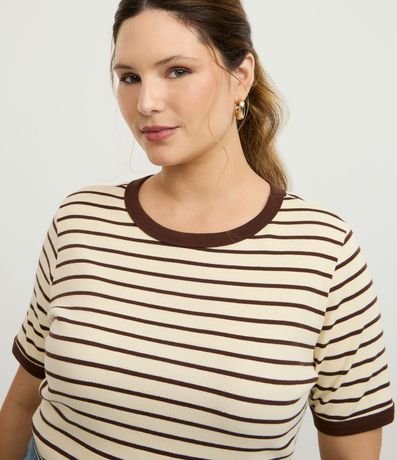 Blusa Baby Look en Rib Rayada Curve & Plus Size 3