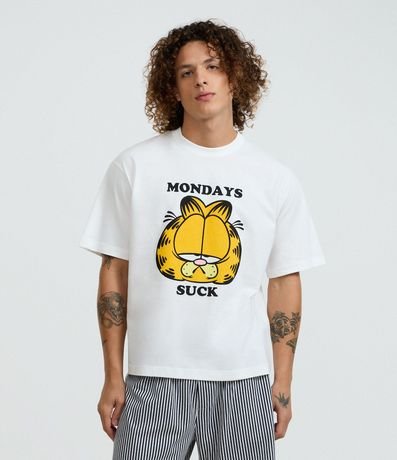 Pijama Corto en Algodón con Remera Estampada Garfield y Shorts Listrado 4