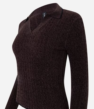 Blusa Femenina Slim en Tricot con Cuello Polo 6