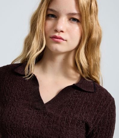 Blusa Femenina Slim en Tricot con Cuello Polo 3