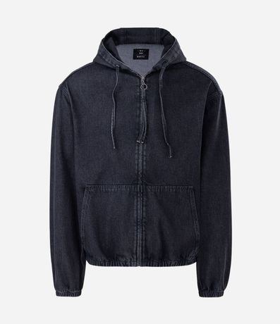 Campera Bomber en Jeans con Cremallera y Capucha 6