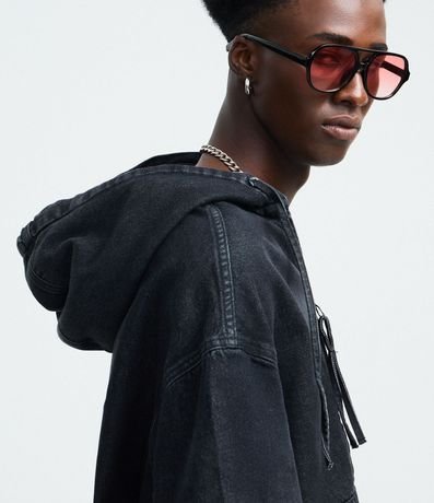 Campera Bomber en Jeans con Cremallera y Capucha 3