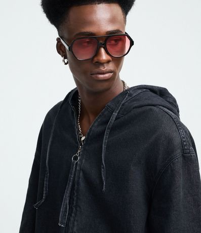 Campera Bomber en Jeans con Cremallera y Capucha 5