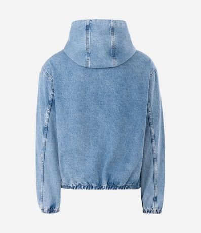 Campera Bomber en Jeans con Cremallera y Capucha 2