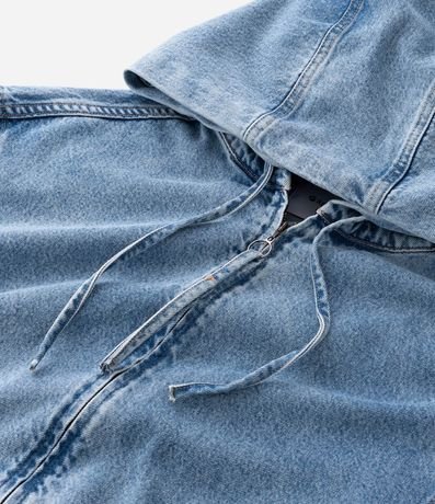 Campera Bomber en Jeans con Cremallera y Capucha 6