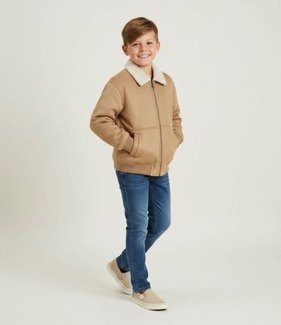 Campera Bomber Infantil en Gamuza con Sherpa Interno – Talle 5 a 14 años