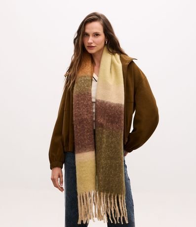 Bufanda en Franela con Franjas y Bloque de Color