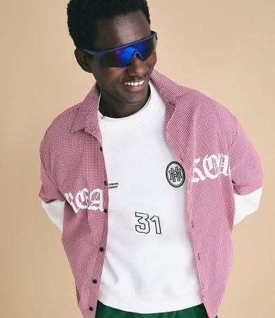 Camisa Oversized de Cuadros en Algodón con Estampado Lettering Breakout 2