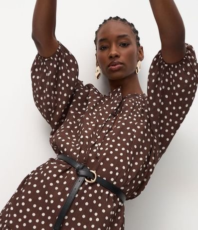 Vestido Midi Manga Larga con Estampa Lunares 3