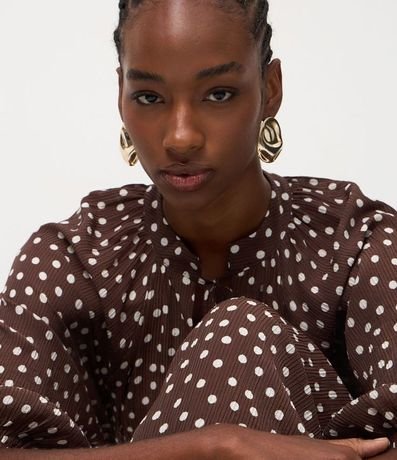 Vestido Midi Manga Larga con Estampa Lunares 5