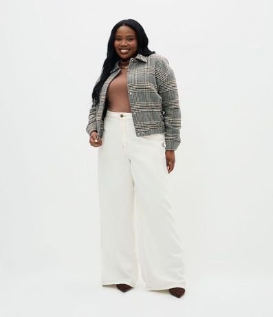 Campera Bomber en Polivelour de Cuadros Curve & Plus Size 2