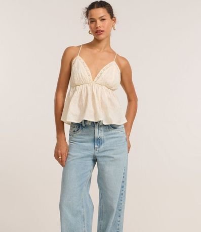 Pantalón Wide Leg en Jeans con Cintura Virado 2