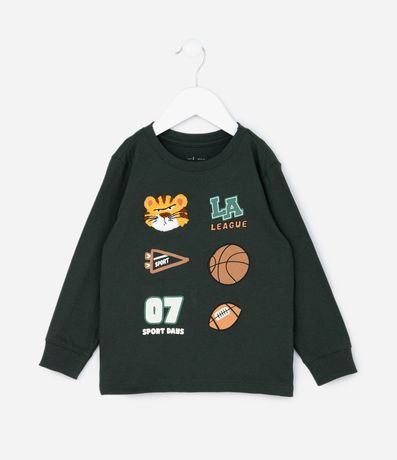 Remera Infantil College con Estampado y Detalles en Chenille – Talle 1 a 5/6 años