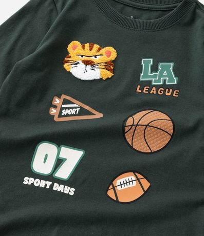 Remera Infantil College con Estampado y Detalles en Chenille – Talle 1 a 5/6 años 6