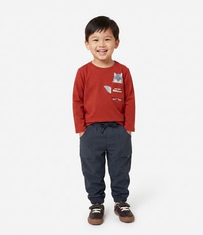 Remera Infantil Manga larga con pequeño bolsillo y Estampado Animal – Talle 1 a 5/6 años