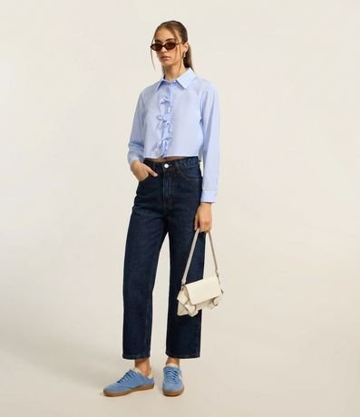 Pantalón Cropped Reta Jeans con Lavado Clássica
