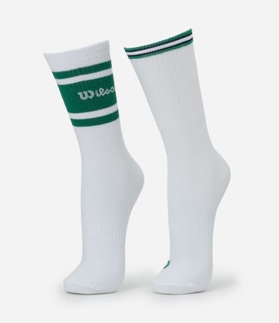Kit 02 Medias Deportivas Caña Larga en Algodón y Logo Wilson Bordado