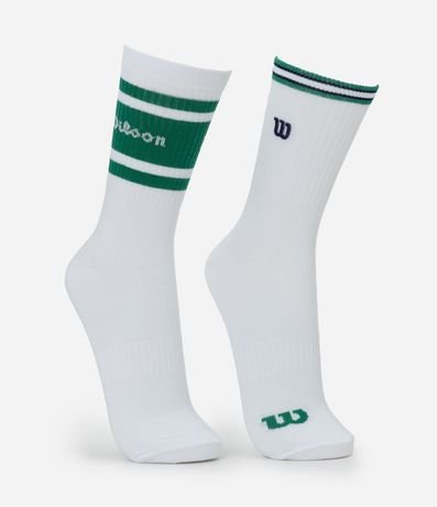 Kit 02 Medias Deportivas Caña Larga en Algodón y Logo Wilson Bordado 2