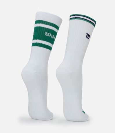 Kit 02 Medias Deportivas Caña Larga en Algodón y Logo Wilson Bordado 3