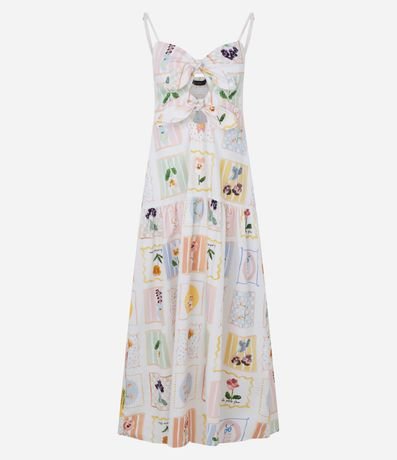 Vestido Evasê Midi en Tricolina con Estampado Floral 6