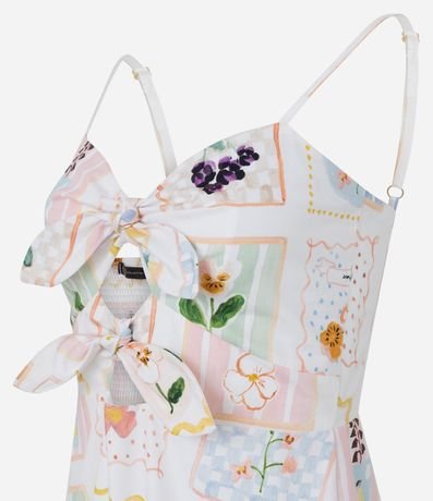 Vestido Evasê Midi en Tricolina con Estampado Floral 7