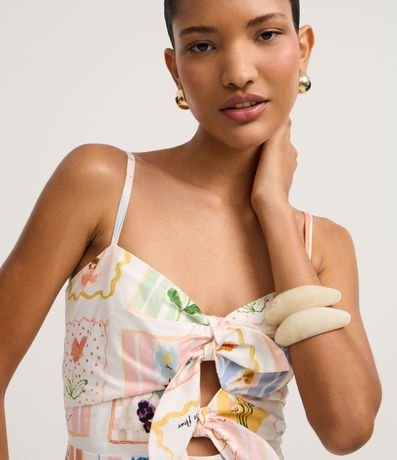 Vestido Evasê Midi en Tricolina con Estampado Floral 3